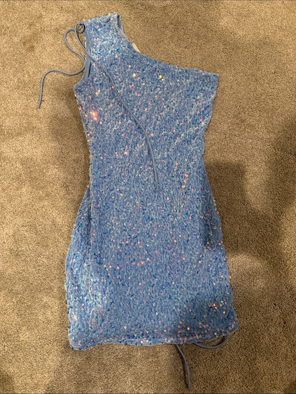 Lucy in the Sky Blue Sequin One-Shoulder Mini Dress